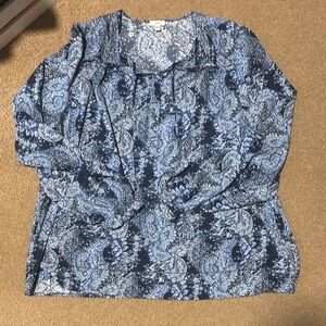 Women's Blue Paisley Top- Joie size XL